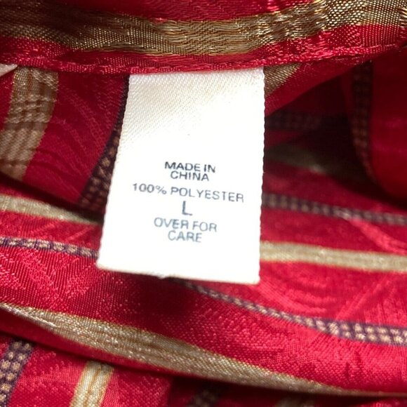 Vintage Victoria's Secret Nightshirt, Size Large, Red Gold‎ Striped Satin Y2K - Picture 9 of 10